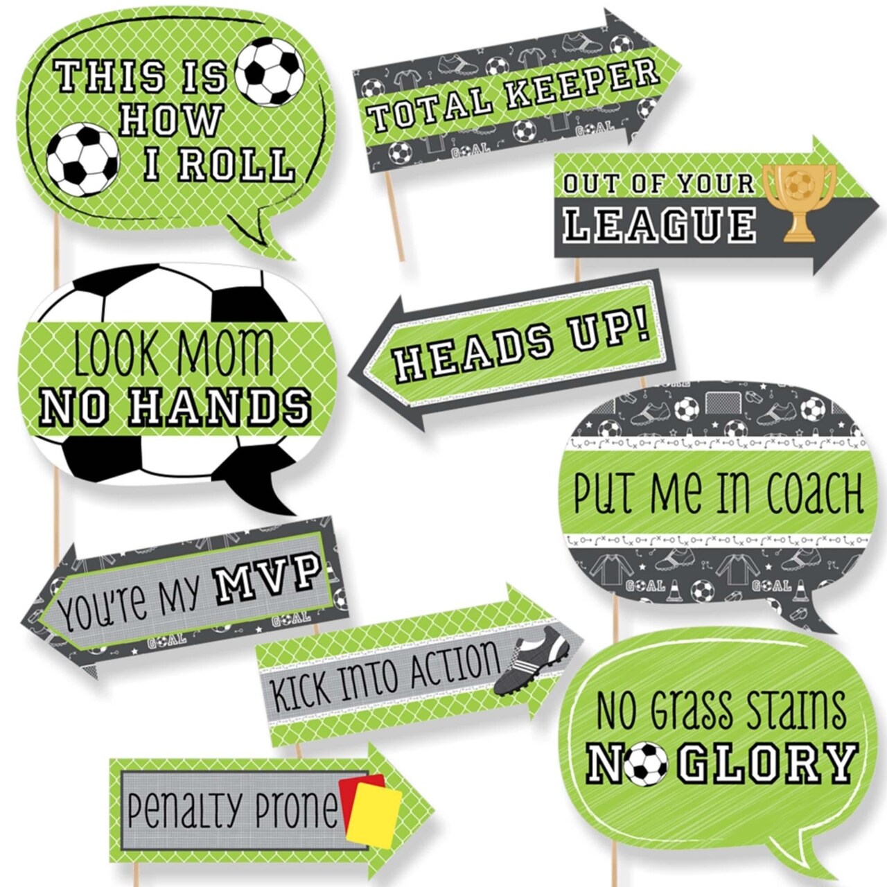 Big Dot of Happiness Funny Goaaal - Soccer - Baby Shower or Birthday Party Photo Booth Props Kit - 10 Piece